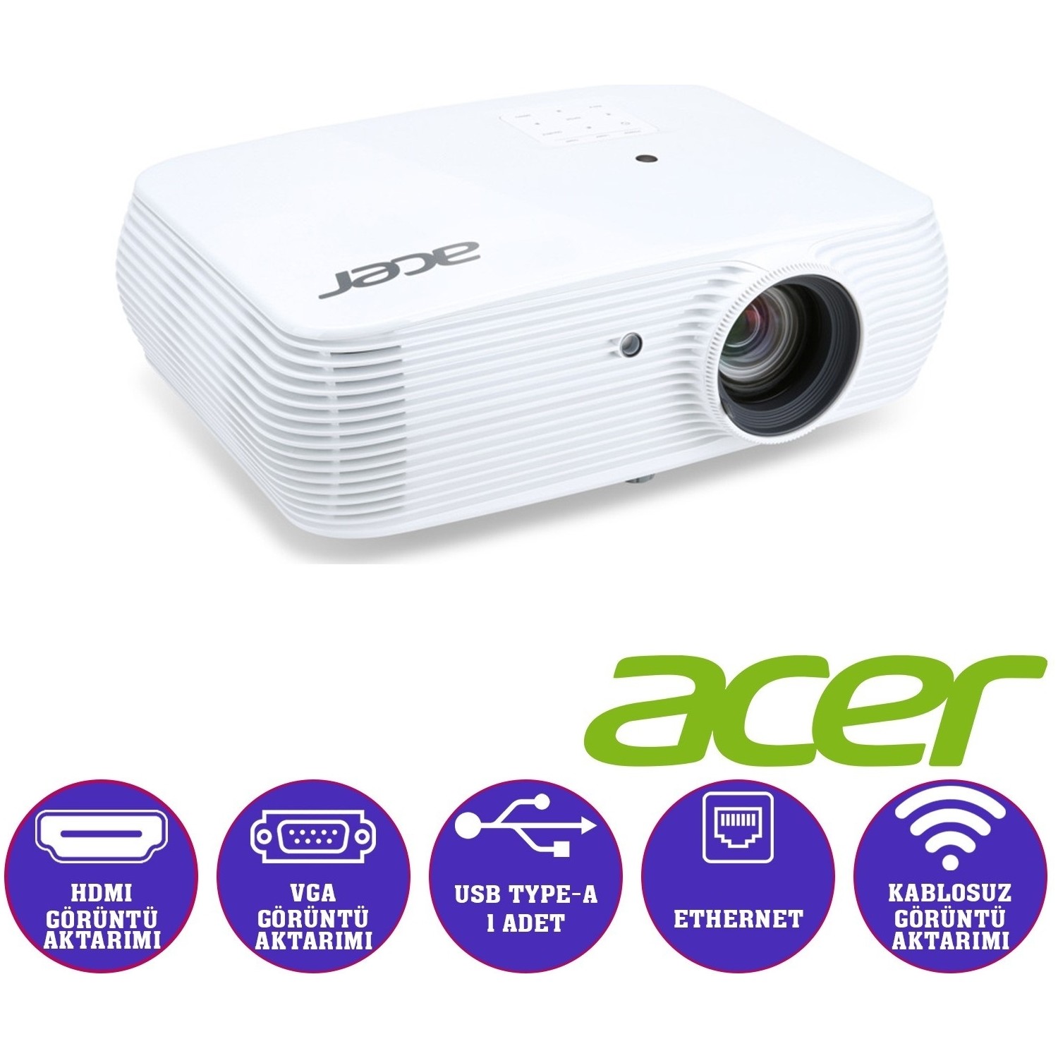 Acer Large Venue P5530i Video 1920x1080 16:9 4000 lúmenes ANSI, DLP, 1080p Proyector 787,4-7620 mm 31-300 20000:1 