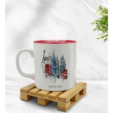 Kişiye Özel London Tasarımlı Içi Kırmızı Renkli Kupa Bardak Model 4