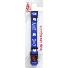 Natura Yetişkin Köpekler Için Pati ve Kemik Desenli Boyun Tasması Mavi 25-35 cm