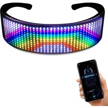 Doppler Çok Renkli LED Işıklı Şarjlı Parti Gözlüğü Kablosuz Uygulamalı Yılbaşı Düğün Eğlence