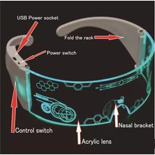 Doppler Çok Renkli LED Işıklı Şarjlı Parti Gözlüğü Akrilik Kablosuz Yılbaşı Düğün Eğlence