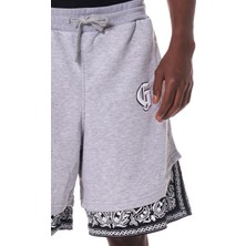 G-Short V1 - Bandana Desenli Gri Melanj Unisex Şort