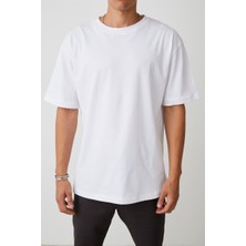 The Wert Ünisex Oversize Beyaz Düz Renk T-Shirt