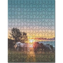 Cakapuzzle Günbatımında Çayırda Otlayan Atlar 255 Parça Puzzle Yapboz Mdf (Ahşap)