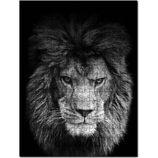Cakapuzzle Yorgun Kral Aslan Siyah Beyaz Görsel 120 Parça Puzzle Yapboz Mdf (Ahşap)