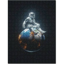 Cakapuzzle Dünyadaki Astronot Gezegen Uzay 120 Parça Puzzle Yapboz Mdf (Ahşap)