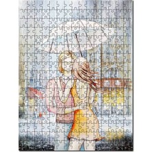 Cakapuzzle Aşk Yağmuru Şemsiyeli Çift Görseli 120 Parça Puzzle Yapboz Mdf (Ahşap)