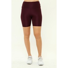 Nyc Disko Şort Yüksel Bel Bordo