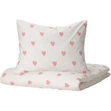 IKEA Çocuk Nevresim Takımı Tek Kişilik Kalpli  150X200/50X60 cm  Kız Çocuk