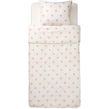 IKEA Çocuk Nevresim Takımı Tek Kişilik Kalpli  150X200/50X60 cm  Kız Çocuk