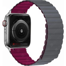 AktarMobile Apple Watch 7 45 mm Uyumlu Magnetik Silikon Kordon Çift Renkli Mıknatıslı Premium Kayış
