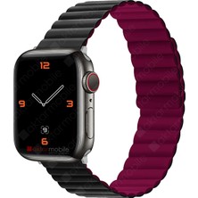 AktarMobile Apple Watch 7 45 mm Uyumlu Magnetik Silikon Kordon Çift Renkli Mıknatıslı Premium Kayış