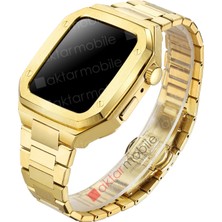 AktarMobile Apple Watch 4 44 mm Uyumlu Luxury Modifikasyon Kiti Hublot Tasarım Paslanmaz Çelik Kasa & Kordon