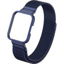 AktarMobile Xiaomi Mi Watch Lite Uyumlu Mıknatıslı Hasır Metal Kordon & Kasa Koruma 2 In 1 Tel Örgü Kayış