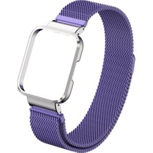 AktarMobile Xiaomi Mi Watch Lite Uyumlu Mıknatıslı Hasır Metal Kordon & Kasa Koruma 2 In 1 Tel Örgü Kayış
