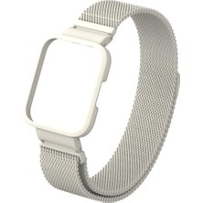 AktarMobile Xiaomi Mi Watch Lite Uyumlu Mıknatıslı Hasır Metal Kordon & Kasa Koruma 2 In 1 Tel Örgü Kayış