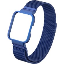 AktarMobile Xiaomi Mi Watch Lite Uyumlu Mıknatıslı Hasır Metal Kordon & Kasa Koruma 2 In 1 Tel Örgü Kayış