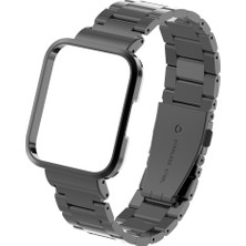 AktarMobile Xiaomi Mi Watch Lite Uyumlu Baklalı Model Metal Kordon & Kasa Koruma 2 In 1 Paslanmaz Çelik Kayış