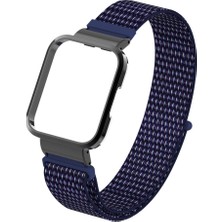 AktarMobile Xiaomi Mi Watch Lite Uyumlu Spor Loop Kordon & Kasa Koruma 2 In 1 Hasır Örgü Cırtlı Kayış Velcro