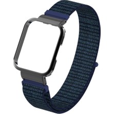 AktarMobile Xiaomi Mi Watch Lite Uyumlu Spor Loop Kordon & Kasa Koruma 2 In 1 Hasır Örgü Cırtlı Kayış Velcro