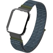 AktarMobile Xiaomi Mi Watch Lite Uyumlu Spor Loop Kordon & Kasa Koruma 2 In 1 Hasır Örgü Cırtlı Kayış Velcro
