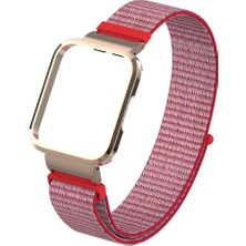 AktarMobile Xiaomi Mi Watch Lite Uyumlu Spor Loop Kordon & Kasa Koruma 2 In 1 Hasır Örgü Cırtlı Kayış Velcro