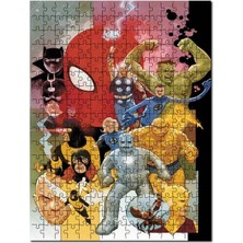 Cakapuzzle Mervel Karekterler Çizim Görsel 120 Parça Puzzle Yapboz Mdf (Ahşap)