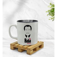 Kişiye Özel Baba Godfather Tasarımlı Içi Siyah Renkli Kupa Bardak Model 12