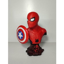 Spiderman & Kalkan Civil War (Örümcek Adam) Dekoratif, Biblo, Büst, Figür (15 Cm)