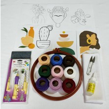 Bade Tasarım Atölyesi Bade Punch Nakış Başlangıç Seti Fındık (9 Renk Tam Ip, Büyük Boy Kumaş)