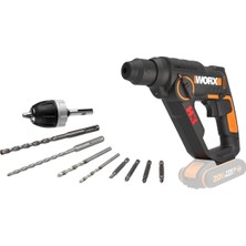 Worx WX390.9 20VOLT 1.2j Profesyonel Sds-Plus Pnömatik Şarjlı Matkap + 8 Adet Uç + Mandren (Akü Dahil Değildir)