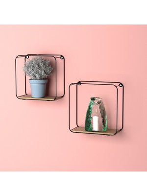 Tekno-tel Teknotel 2 Adet Dekoratif Duvar Rafı Mat Siyah MG513 Kare