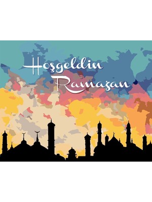 Womb Hobby Hoşgeldin Ramazan Sayılarla Boyama Seti 50X65 cm Tuvale Gerili