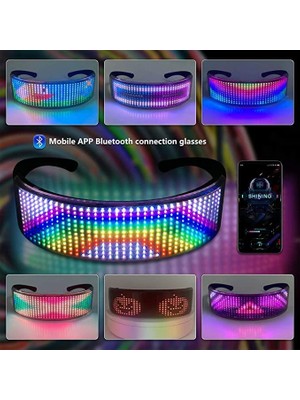 Doppler Çok Renkli LED Işıklı Şarjlı Parti Gözlüğü Kablosuz Uygulamalı Yılbaşı Düğün Eğlence