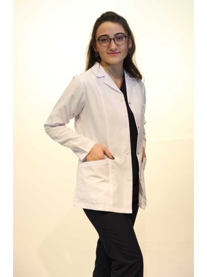 Deniz Iş Doktor Hemşire Kadın Gömlek Yaka Beyaz Önlük Xl