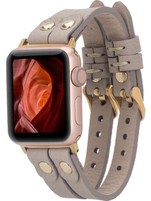 Bouletta Apple Watch Uyumlu Deri Kordon Ely Double Tour Gold Trk Erc3 Gri
