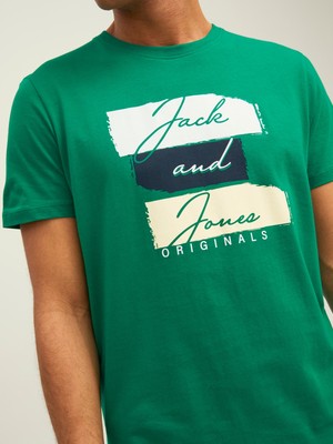 Jack & Jones Erkek Bisiklet Yaka Baskılı Tişört 12210140