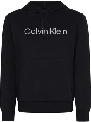 Calvin Klein 00GWS2W311BAE Kapüşonlu  Normal Kalıp Düz Siyah Kadın Sweatshirt