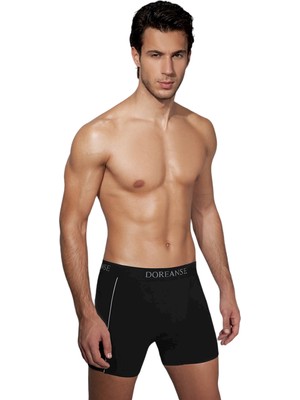 Doreanse Erkek Modal Çizgili Normal Paça Boxer 1780 | Siyah