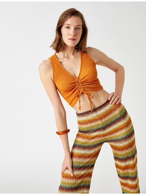 Koton Crop Atlet Büzgülü V Yaka