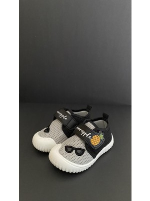 Gezer Gri Siyah Ortopedik Yazlık Keten Ayakkabı Erkek Çocuk 3270 Kaydırmaz Taban ile Güvenli Kullanım