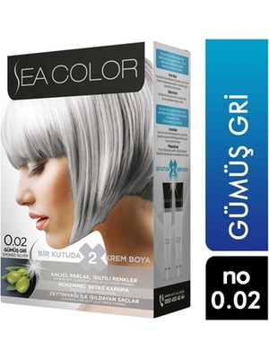 Sea Color Seacolor 2'li Krem Saç Boyası 0/02 Gümüş Gri 8698753387046