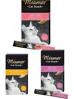 Miamor Cream Multi Vitamin 6X15 gr Somonlu Kedi Ödülü 6X15 gr Multi Vitamin 6X15 gr
