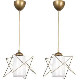 2 Adet Modes Tekli Eskitme- Beyaz Akrilik Avize