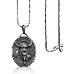 Viking Tanrısı Odin  Madalyon Gümüş Kolye