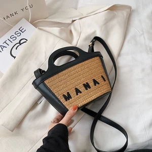 Moda Hasır Çanta Bayan Çanta Ekleme Büyük Kapasiteli Sepet Tek Omuz Messenger Çanta (Yurt Dışından)