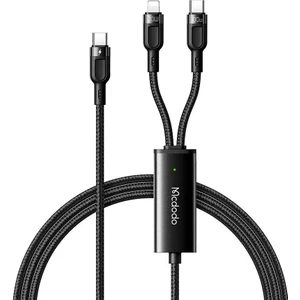 CA-8780 2in1 100W Type-C To Lightning & Type-C Data-Şarj Kablosu 1.2m-Siyah