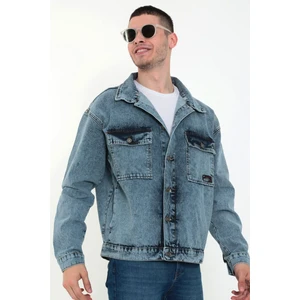 Little Cup Jeans Co Erkek Buz Mavi Kapüşonlu Çıkarılabilir Kapüşonlu Oversize Kot Ceket