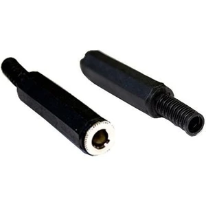 6.3mm Seyyar Dişi Stereo Jak Lehim Tip Plastik (Siyah)