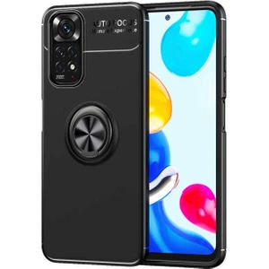 Xiaomi Redmi Note 11 Global 2022 6.43 Inc Focus Serisi Yüzük Standlı Silikon Kılıf - Siyah